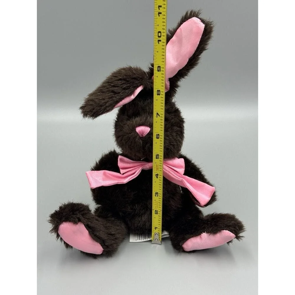 Kids of America Bunny Rabbit Brown Plush W/ Pink Ears Feet & Ribbon Bow 8